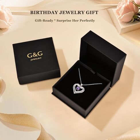 G&GEMSJEW Infinity Heart Birthstone Necklaces for Women, 925 Sterling Silver Jewelry, Pendant Heart Necklaces Birthday Anniversary Christmas Gift for Women Wife Mom Girlfriend Lady in Saudi Arabia