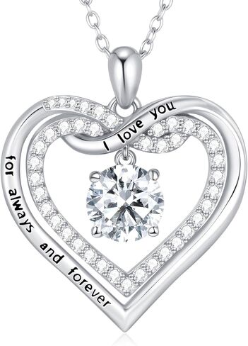 G&GEMSJEW Infinity Heart Birthstone Necklaces for Women, 925 Sterling Silver Jewelry, Pendant Heart Necklaces Birthday Anniversary Christmas Gift for Women Wife Mom Girlfriend Lady in Saudi Arabia