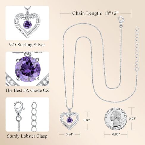 G&GEMSJEW Infinity Heart Birthstone Necklaces for Women, 925 Sterling Silver Jewelry, Pendant Heart Necklaces Birthday Anniversary Christmas Gift for Women Wife Mom Girlfriend Lady in Saudi Arabia