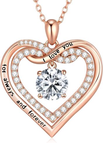 G&GEMSJEW Infinity Heart Birthstone Necklaces for Women, 925 Sterling Silver Jewelry, Pendant Heart Necklaces Birthday Anniversary Christmas Gift for Women Wife Mom Girlfriend Lady in Saudi Arabia
