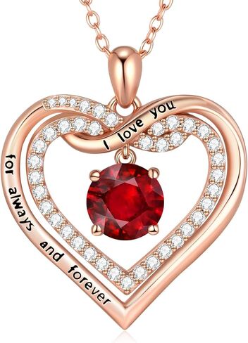 G&GEMSJEW Infinity Heart Birthstone Necklaces for Women, 925 Sterling Silver Jewelry, Pendant Heart Necklaces Birthday Anniversary Christmas Gift for Women Wife Mom Girlfriend Lady in Saudi Arabia