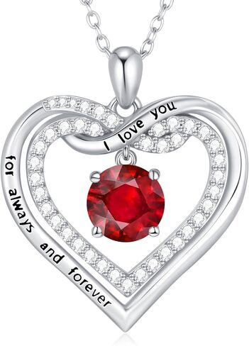 G&GEMSJEW Infinity Heart Birthstone Necklaces for Women, 925 Sterling Silver Jewelry, Pendant Heart Necklaces Birthday Anniversary Christmas Gift for Women Wife Mom Girlfriend Lady in Saudi Arabia