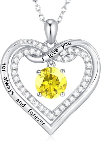 G&GEMSJEW Infinity Heart Birthstone Necklaces for Women, 925 Sterling Silver Jewelry, Pendant Heart Necklaces Birthday Anniversary Christmas Gift for Women Wife Mom Girlfriend Lady in Saudi Arabia