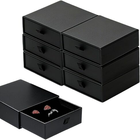 Small Jewelry Gift Box 3.54×3.54×1.18inch, 6 Pack Black Square Cardboard Jewelry Box Necklace Bracelet Earring Organizer Storage Case for Birthday Xmas Wrapping in Saudi Arabia