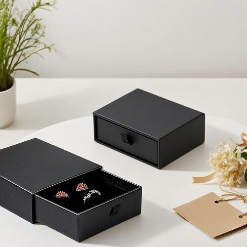 Small Jewelry Gift Box 3.54×3.54×1.18inch, 6 Pack Black Square Cardboard Jewelry Box Necklace Bracelet Earring Organizer Storage Case for Birthday Xmas Wrapping in Saudi Arabia
