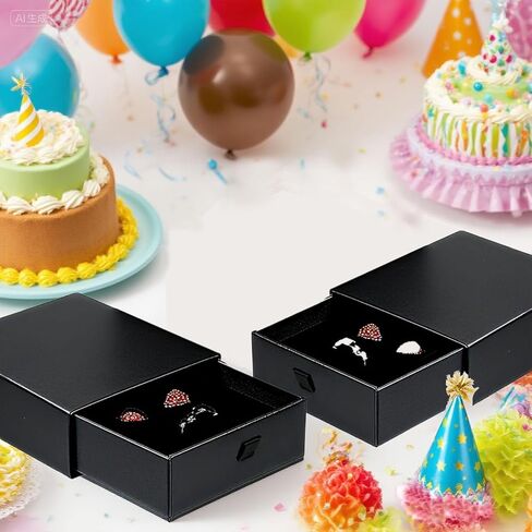 Small Jewelry Gift Box 3.54×3.54×1.18inch, 6 Pack Black Square Cardboard Jewelry Box Necklace Bracelet Earring Organizer Storage Case for Birthday Xmas Wrapping in Saudi Arabia