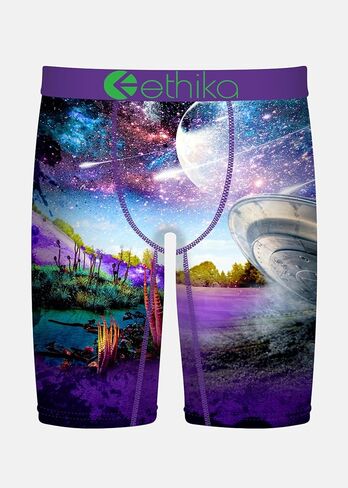 Ethika Men’s Boxer Brief, Knee Length, 4-Way Stretch Performance Underwear with Graphic Prints - Crash Landing in Saudi Arabia