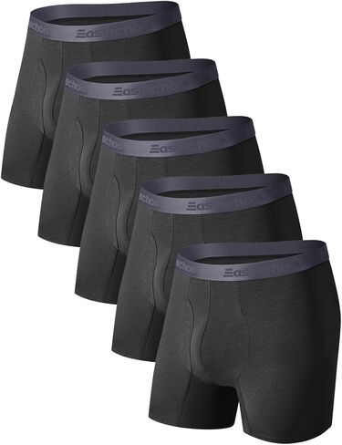 Men's Underwear,Rayon Made from Bamboo Boxer Briefs,Ultra Soft,Cool Breathable,No Riding Up Long Leg,5 Pack in Saudi Arabia