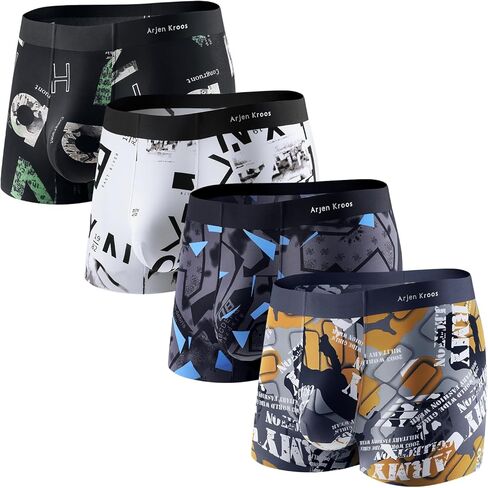 Arjen Kroos Men's Sexy Silky Underwear Breathable Pouch Trunks Boxer Briefs 4 Pack in Saudi Arabia