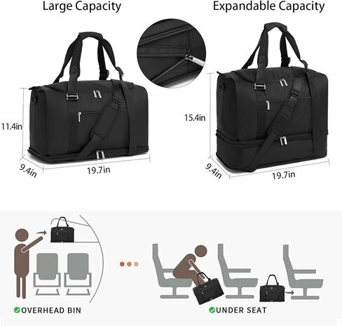 Gym Bags for Men,Foldie Travel Bag Expandable Gym Backpack with Shoe Compartment Sports Duffel Bag Carry On Weekender Bag Overnight Backpack for Travel,Black in Saudi Arabia
