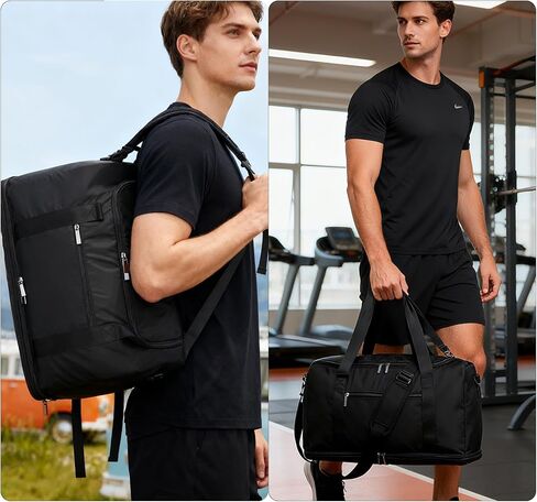 Gym Bags for Men,Foldie Travel Bag Expandable Gym Backpack with Shoe Compartment Sports Duffel Bag Carry On Weekender Bag Overnight Backpack for Travel,Black in Saudi Arabia
