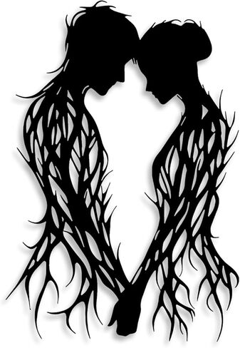 LIYOUYA Branch Couple Metal Wall Decor - Modern Love Room Decor Black Wall Art Home Decor for Living Room, Bathroom, Bedroom, Dining Room (Black) in Saudi Arabia