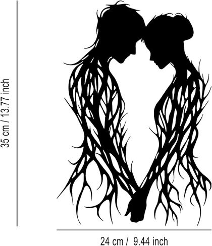 LIYOUYA Branch Couple Metal Wall Decor - Modern Love Room Decor Black Wall Art Home Decor for Living Room, Bathroom, Bedroom, Dining Room (Black) in Saudi Arabia