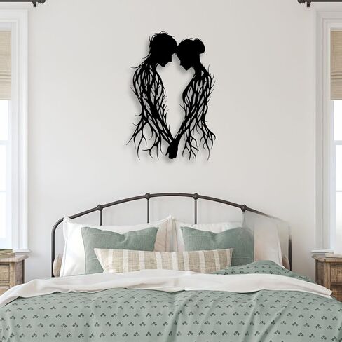 LIYOUYA Branch Couple Metal Wall Decor - Modern Love Room Decor Black Wall Art Home Decor for Living Room, Bathroom, Bedroom, Dining Room (Black) in Saudi Arabia