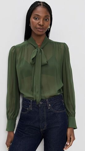 alice + olivia Women's Thayer Tie Neck Slouchy Blouse in Saudi Arabia