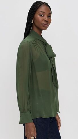 alice + olivia Women's Thayer Tie Neck Slouchy Blouse in Saudi Arabia
