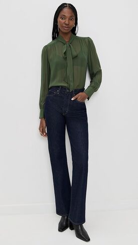 alice + olivia Women's Thayer Tie Neck Slouchy Blouse in Saudi Arabia