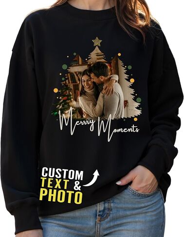 Custom Photo Sweatshirt for Men Women Boyfriend Girlfriend Dad Mom Family Couples, Custom Sweatshirt with Face Text in Saudi Arabia