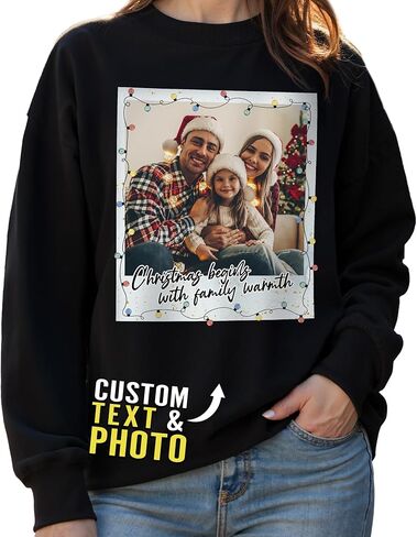 Custom Photo Sweatshirt for Men Women Boyfriend Girlfriend Dad Mom Family Couples, Custom Sweatshirt with Face Text in Saudi Arabia