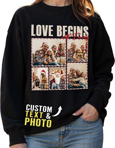 Custom Photo Sweatshirt for Men Women Boyfriend Girlfriend Dad Mom Family Couples, Custom Sweatshirt with Face Text in Saudi Arabia
