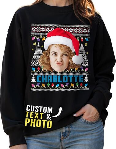 Custom Photo Sweatshirt for Men Women Boyfriend Girlfriend Dad Mom Family Couples, Custom Sweatshirt with Face Text in Saudi Arabia