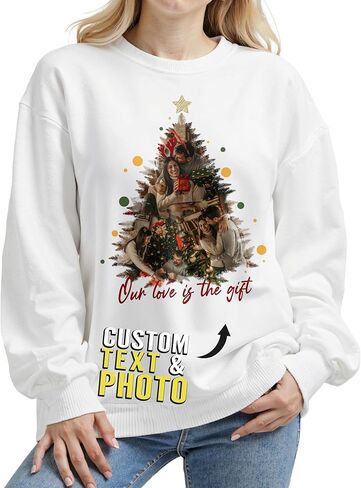 Custom Photo Sweatshirt for Men Women Boyfriend Girlfriend Dad Mom Family Couples, Custom Sweatshirt with Face Text in Saudi Arabia