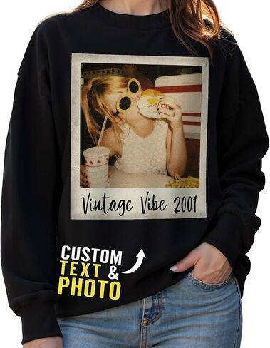 Custom Photo Sweatshirt for Men Women Boyfriend Girlfriend Dad Mom Family Couples, Custom Sweatshirt with Face Text in Saudi Arabia