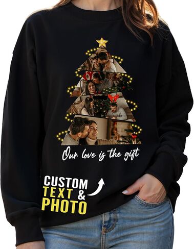 Custom Photo Sweatshirt for Men Women Boyfriend Girlfriend Dad Mom Family Couples, Custom Sweatshirt with Face Text in Saudi Arabia