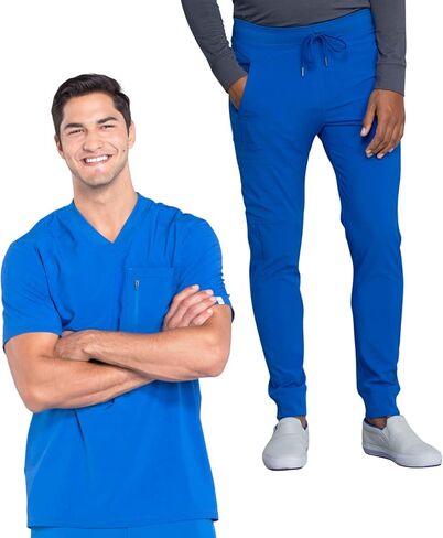 Infinity Men's Tuckable V-Neck Scrub Top CK910A with Mid Rise Jogger Scrub Pants CK004A in Saudi Arabia
