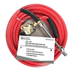 DP Dynamic Power 3/8" X 50' Tire Air Hose Inflator Kit with Universal Gladhand & Chuck (RED), D-PVC38-50-04