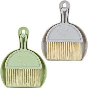 Broom with Dustpan Combo Set, Broom and Dustpan Set with Long Handle, Kitchen Broom for Sweeping Indoor Outdoor, Standing Dust Pan and Brush Broom Set for Home Office Lobby Floor Cleaning, Green