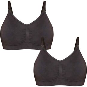 Motherhood Maternity Women's Average Busted Seamless Clip Down Nursing Bra, Black/Black 2 Pack