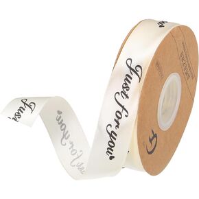MECCANIXITY 1 Inch 50 Yard Wide Satin Ribbon Just for You Personalized Grosgrain Valentine Ribbon for Gift Wrapping Cake Box Bows, Black