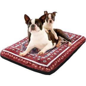 SCENEREAL Dog Crate Mat for Small Medium Large Dogs, Thick Soft Dog Crate Pad, Slip Comfy Pet Sleeping Pad, Dog Mat with Removable Washable Cover, 23" x 36", Red
