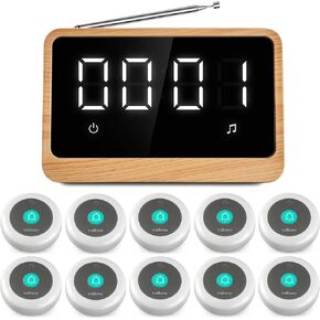 Callovo Wireless Call Light System with 10 Call Buttons for Elderly at Home Call Bell for Clinic Seniors Assisted Living Emergency Wellness Center Hospital Restaurant, Maple Wood Texture