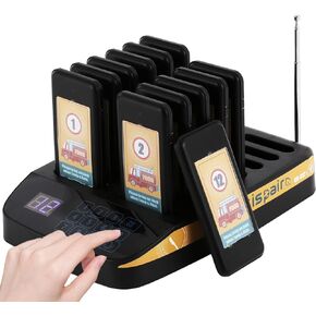 Restaurant Pager System Pagers for Restaurants Waiting Buzzers Wireless Calling System Social Distancing Buzzer Long Working Distance Mute Function Food Truck Church Hospital (20 pagers)