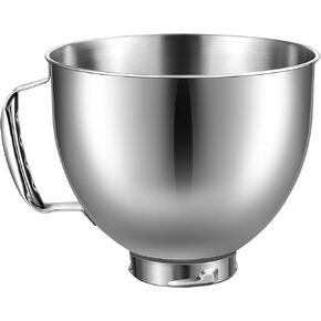 Stainless Steel Mixer Bowl for KitchenAid Artisan & Classic Series 4.5 Quart / 5 Quart Tilt-Head Stand Mixers, KSM150 Stainless Steel Bowl Replacement, Mixing Bowl for KitchenAid, Silver
