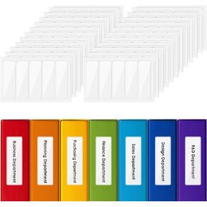 Thinp 120 Pcs Self Adhesive Pockets，Clear Label Holders Binder Labels of 1 X 3 Inch File Folder Labels Clear Adhesive Pockets Holder with Top Open for Storage Bins Notebooks Boxes Label Inserts