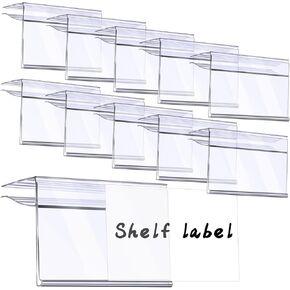 Retainbre 1.25 x 3 Inches 100PC Shelf Label Holder Plastic Wire Shelf Label Holder Price Tag Holder Shelf Tags for Wire Shelving 0.15'' to 0.4'' Wood Glass Shelves Sign Price Tags in Kuwait