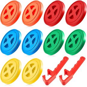 Yungyan 10 Pcs 5 Gallon Bucket Screw on Lid Screw Seal Lids for Plastic Bucket Reusable Plastic Leak Proof Pail Lids for Food Storage Containers with 2 Pcs Bucket Lid Openers, 5 Colors