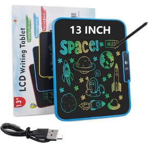 LCD Writing Tablet for Kids 13 Inch,Rechargeable Colorful Drawing Writing Board,Reusable Doodle Pad Electronic Drawing Tablet,Educational and Learning Toy for Boys Girls (Blue)