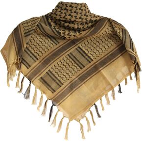 Generic AL KHAANI Military Shemagh Tactical Desert 100% Cotton Keffiyeh Scarf Wrap, Shemagh Head Neck Scarf, Arab Scarf (Brown)