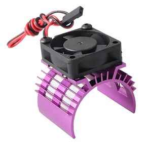 Purple Alloy RC Electric Motor Heat Sink Heatsink with 5V Cooling Fan for 18 110 RC Car Truck Buggy Crawler 540 550 3650 Size Brushless Engine Motor (AJF01001151Hp)