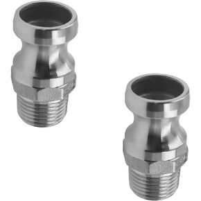 TTZEZE 316 Stainless Steel Global Type F Cam and Groove Hose Fitting,Camlock Fittings,1" Plug x 1" NPT Male Cam Lock Fitting Coupling 2 Pack