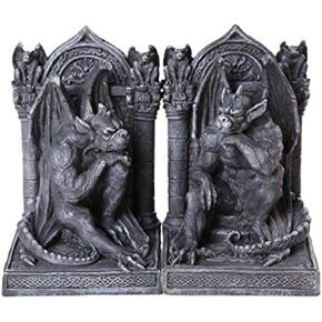 Pacific Giftware Gothic Thinker Gargoyle Sculpture Stone Finish Book Ends Set 6.75 Inches Tall