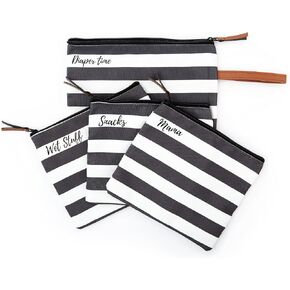 Diaper Bag Organizer Insert-Set of 4 Labeled Diaper Bag Organizing Pouches -Waterproof Packing Cubes for Diaper Bag- Diaper Bag Packing Cubes with Wet Bag Included-Diaper Bag Inserts Organizer