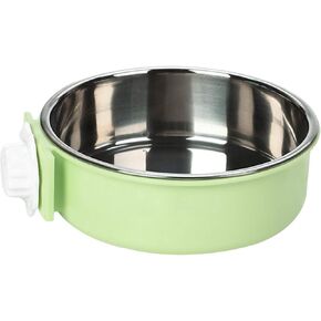 Pet Hanging Bowl 2-in-1 Removable Stainless Steel Food Hanging Bowl for Puppy/Cat, Andiker Pet Bowl Hanging Cage Large Water Food Feeder for Dogs Cats (Large, Pink)