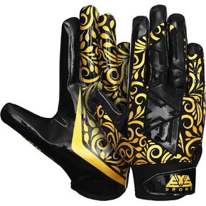 Exotic Sports Youth Football Gloves American Wide Receiver Football Gloves for Adult Men Women and Boy with Super Sticky Silicone Grip Palms Performance Booster Football Glove
