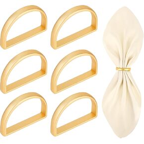 Dimeho 6 Pcs Gold Napkin Rings Stainless Steel Serviette Holder Semicircle Metallic Modern Napkin Buckles Table Setting Decor for Dinner Wedding Party Christmas Banquet Valentine's Day in Saudi Arabia