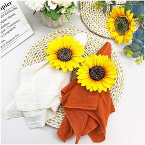 Sunflower Napkin Rings Set of 12 Fower Farmhouse Napkin Rings Bulk for Dinning Table Decoration, Rustic Spring Floral Napkin Ring Holders for Party Gathering Banquet Wedding Birthday